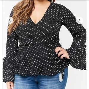 Forever 21 Polka Dot Wrap Shirt 3X